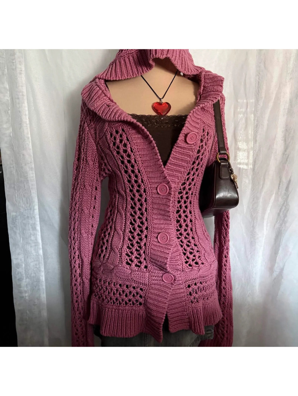 pink whimsy knitted cardigan